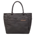 Dark grey canvas tote bag featuring double handles and a front pocket with embroidery - Dark Brown