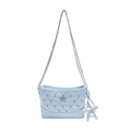 Quilted light blue chain shoulder bag with diamond star and metal rivet details - With Pendant / Blue