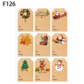 9er Set Weihnachts-Geschenkanhänger aus Kraftpapier mit Weihnachtsmann und Rentier - 9 Weihnachts-Themen-Mix (F126) / 7.5x5cm