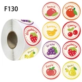 500pcs roll of 8 assorted fruit cartoon stickers for gift sealing and decoration - 500 Sheets Per Roll (Item F130) / Diameter 2.5cm