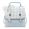 Borsa a tracolla vintage a quadri azzurri con catena di perle e fiocco chic - Con Ciondolo / Blu