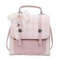 Borsa a tracolla rosa a scacchi con fiocco in pizzo di perle e ciondolo a cuore - Con Ciondolo / Rosa