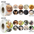 Hunde und Katzen Deko-Aufkleber Rolle mit 3,8 cm Durchmesser für Kinder und Haustierfans - 3,8CM / H122 H123 Kombinationsset