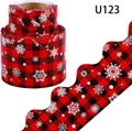 Christmas buffalo plaid scalloped border stickers with white snowflakes for boards - Red and Black Buffalo Plaid Snowflake Style (U123) / 7.5cmX18m / Red and Black Grid