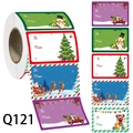 Christmas roll gift labels featuring snowman and Santa with To and From writing space - Multicolor Mixed Style (Q121)