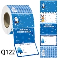 Blue Christmas gift labels roll with Santa, elk, and snowman patterns with To From lines - Blue Series Design (Q122)