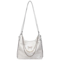 Borsa a tracolla chic in pizzo bianco con catena di perle e fibbia a farfalla - Argento