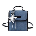 Mini-Rucksack aus blauem Denim mit schwarzen Lederdetails und Sternanhänger - Mit Anhänger / Schwarz