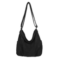 Schwarze Canvas Hobo-Beuteltasche mit verstellbarem Schultergurt und viel Platz - Schwarz