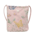 Borsa a secchiello rosa con eleganti ricami di farfalle e raffinati motivi floreali - Rosa