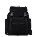 Zaino classico in tela nera con chiusura a fibbia e tasche multiple portaoggetti - Nero