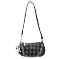 Borsa a spalla a scacchi con catena d'argento e ciondolo a forma di cane palloncino - Con Ciondolo / Nero