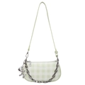 Borsa sottobraccio a quadretti verde chiaro con catena e ciondolo a cane argento - Con Ciondolo / Verde