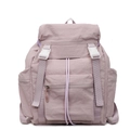 Zaino minimalista in nylon lavanda con fibbie bianche e ampia tasca frontale con cerniera - Viola