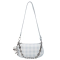 Borsa sottobraccio a quadretti bianchi e blu con catena d'argento e ciondolo - Con Ciondolo / Blu