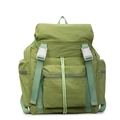 Grass green large capacity student backpack with flap cover and white plastic buckles - Green