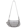 Sac sous le bras à carreaux gris clair avec chaîne argentée et breloque lapin - Sans Pendentif / Argent