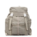 Minimalist beige canvas backpack for students with dual white buckles and flap top - Khaki