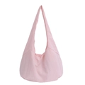 Light pink nylon tote bag with wide shoulder strap and spacious crescent shape - Pink