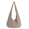 Large capacity khaki hobo tote bag for women featuring a wide comfortable shoulder strap - Khaki