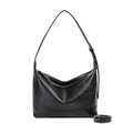 Sac fourre-tout noir grande capacité avec bandoulière réglable en cuir poli - Noir