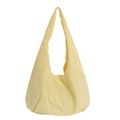 Large capacity hobo shoulder bag in pale yellow with a soft crinkled texture nylon - Yellow
