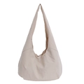Minimalist beige nylon tote bag with large capacity and casual wide shoulder strap - Off White