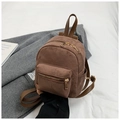 Brown faux suede mini backpack featuring gold zippers and adjustable straps - No Pendant / Brown