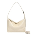 Sac à bandoulière hobo beige avec sangle réglable et finition en similicuir texturé - Blanc Cassé