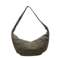 Borsa a mezzaluna verde scuro minimalista con pannelli cuciti e tracolla annodata - Verde