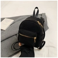 Mini black velvet backpack for women with luxury gold hardware and adjustable straps - No Pendant / Black