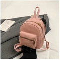 Pink mini fashion backpack in matte finish with gold zippers and adjustable straps - No Pendant / Pink