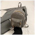 Mini grey backpack in frosted faux suede with premium gold zippers and adjustable straps - No Pendant / Gray