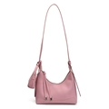 Bolso hobo minimalista rosa seco con mini monedero redondo a juego y borla larga - Rosa