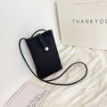 Vertical black crossbody phone bag with white camellia flower and jacquard texture - Silver Buckle Black