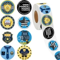 500-count police theme reward stickers roll featuring badges, cruisers, and honor slogans - Police Theme (Y122) / Roll of 500 Pieces