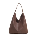 Retro tiefbraune gewebte Hobo Schultertasche mit großem Fassungsvermögen im Design - Braun
