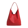 Große rote Hobo-Tasche aus geflochtenem Leder mit Schultergurt und Intrecciato-Muster - Rot