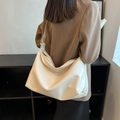 Minimalist cream white tote bag with adjustable gold buckle and smooth PU finish - Off White