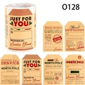 Christmas kraft paper gift labels roll with Santa Claus and North Pole delivery designs - 250 Stickers/Roll (5x7.6cm)