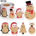 Rotolo di etichette natalizie con Babbo Natale, renne e pupazzo di neve adesivi - Serie di Natale W126 / 200 Pezzi per Rotolo