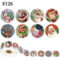 Rollo de pegatinas navideñas con 8 diseños vintage de Papá Noel para decorar regalos - Ilustración Navideña Vintage (X126) / 2.5cm