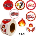 Rouleau de 500 autocollants de pompier pour enfants avec camion et casque de secours - Thème Pompier (X121)