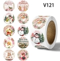 Rotolo di adesivi natalizi vintage con vari motivi festivi di pittura a olio - Illustrazione Natalizia Vintage (V121) / V121; 500 PZ/2,5 cm