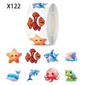 Rouleau de 8 autocollants animaux marins assortis incluant requins et tortues - X122;500PCS/2.5cm