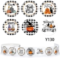 Rolle mit 500 Halloween-Aufklebern mit Karomuster, Gnomen und Kürbis-Motiven - Halloween Mehrere Muster (Y130) / 500PCS/2.5cm