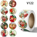Rotolo di adesivi natalizi vintage con illustrazioni di Babbo Natale e renne festive - Stile Classico di Natale (V122) / V122; 500 PZ/2,5 cm