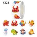 Rouleau de 8 autocollants mignons d'animaux marins avec pieuvre crabe et tortue designs - X123;500PCS/2.5cm
