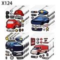 Set di adesivi fai-da-te per bambini con camion dei pompieri e auto della polizia - Stili Misti (X124) / 16.5*13.7
