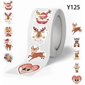 Christmas reindeer sticker roll with cartoon elk patterns and Merry Christmas text - Christmas Reindeer Style (Y125) / 500 Labels / 2.5cm